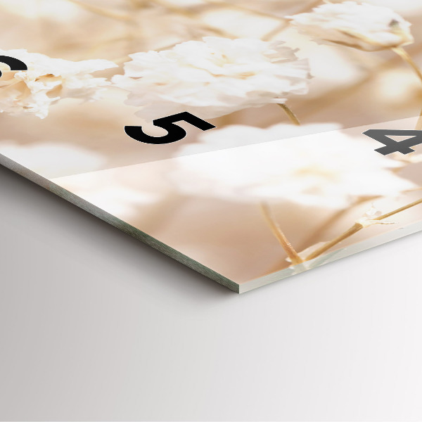 Square wall clock Small white flowers