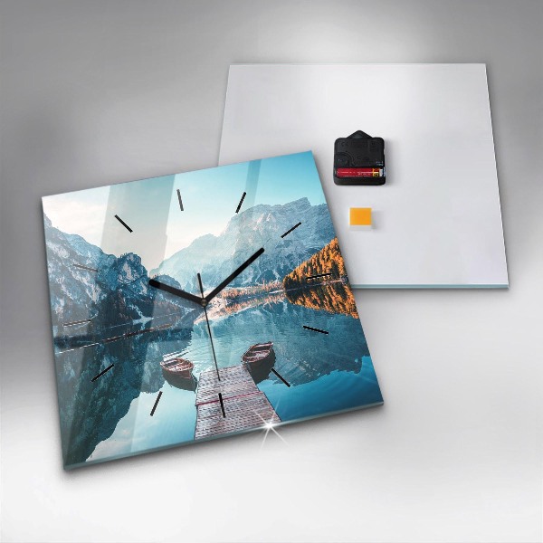 Square wall clock Boats on the lake