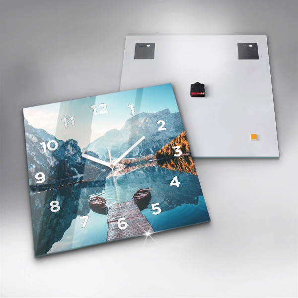 Square wall clock Boats on the lake