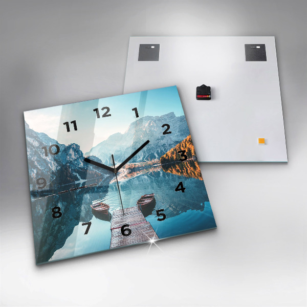Square wall clock Boats on the lake