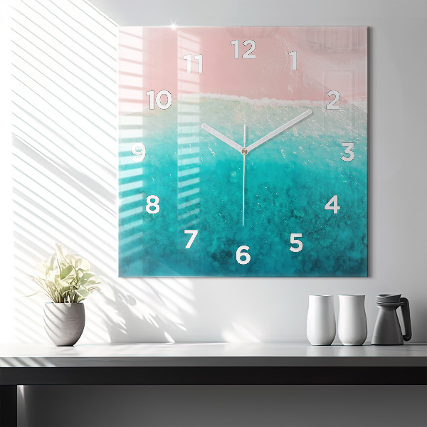 Square wall clock Beach sea sand