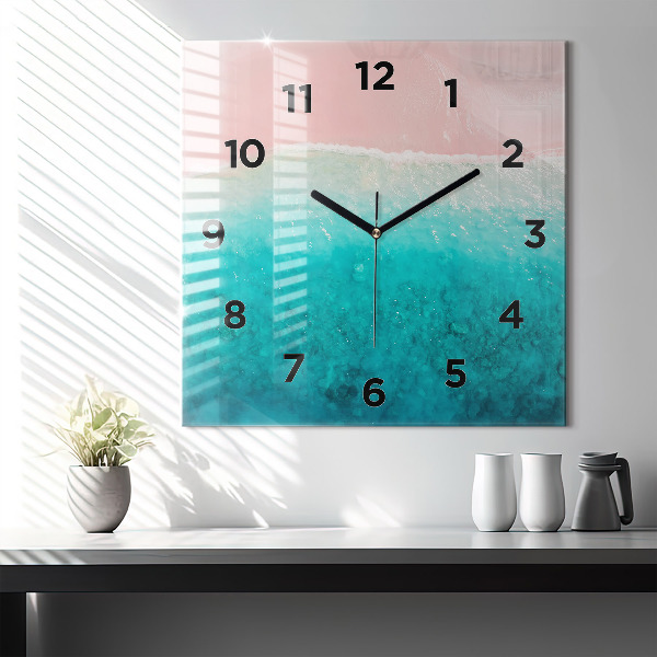 Square wall clock Beach sea sand