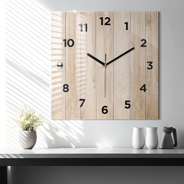 Square wall clock Wooden texture