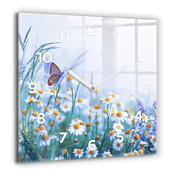 Square wall clock Butterfly in the meadow