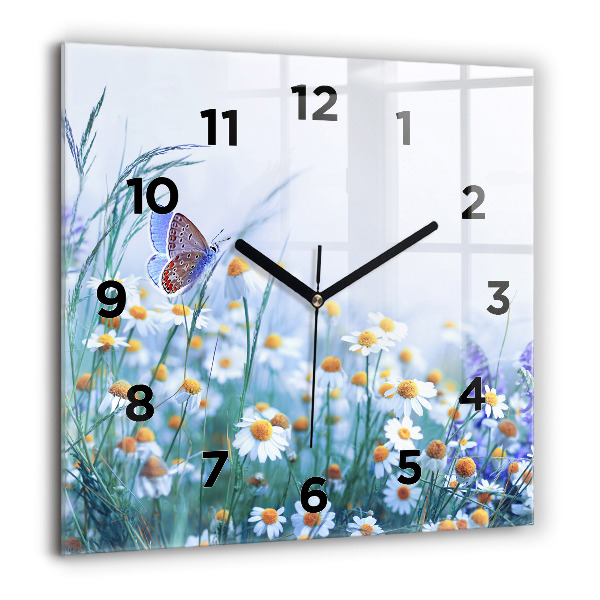 Square wall clock Butterfly in the meadow