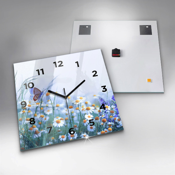 Square wall clock Butterfly in the meadow