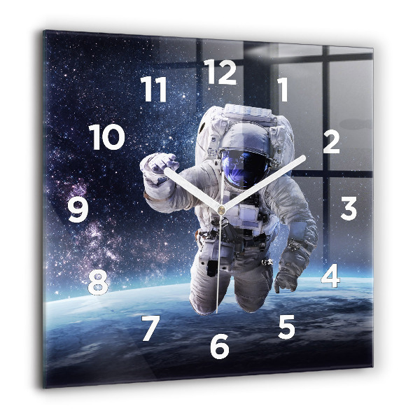 Square wall clock Astronaut above the earth