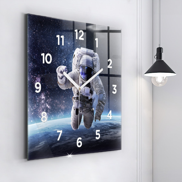 Square wall clock Astronaut above the earth