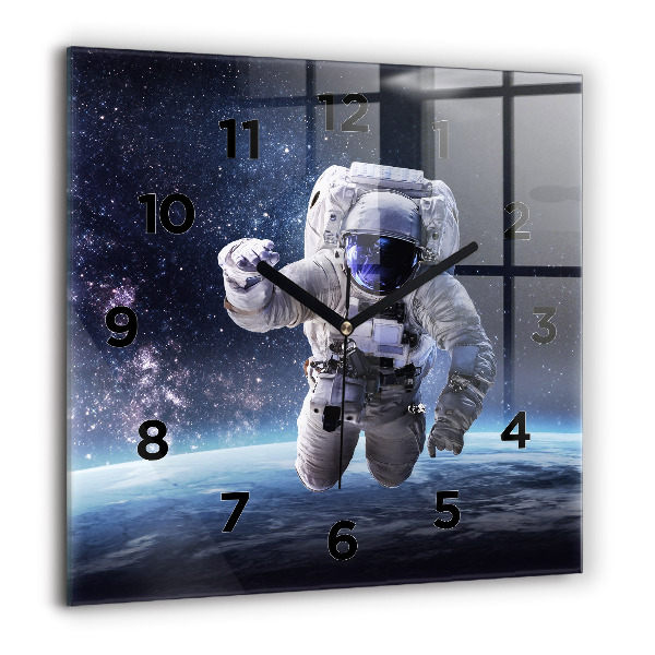 Square wall clock Astronaut above the earth