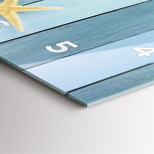 Square wall clock Boards stripes and shell