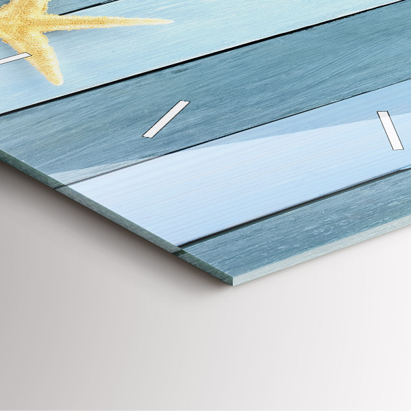 Square wall clock Boards stripes and shell