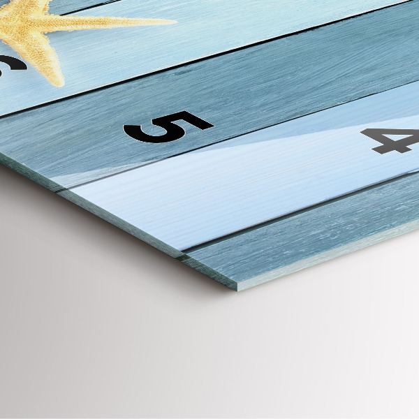 Square wall clock Boards stripes and shell