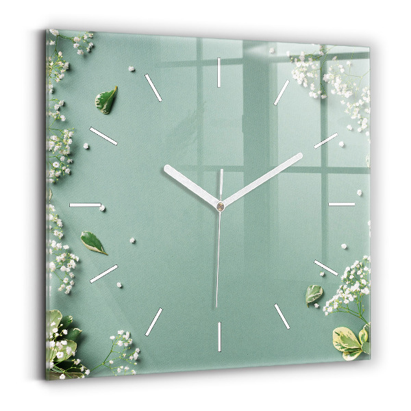 Square wall clock Delicate flowers
