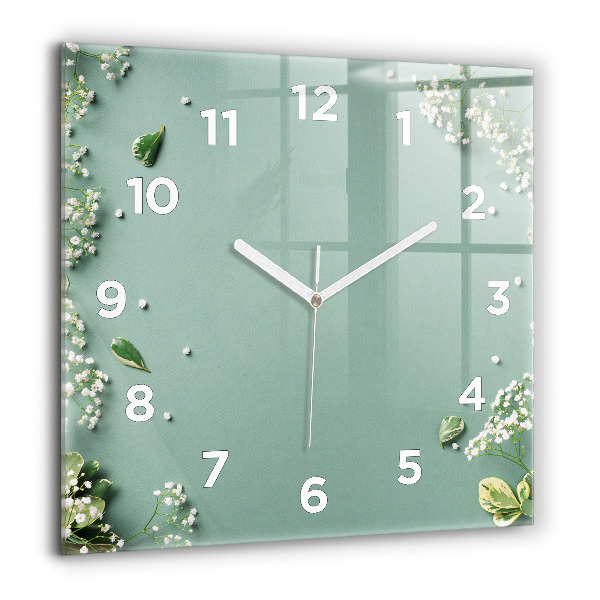 Square wall clock Delicate flowers