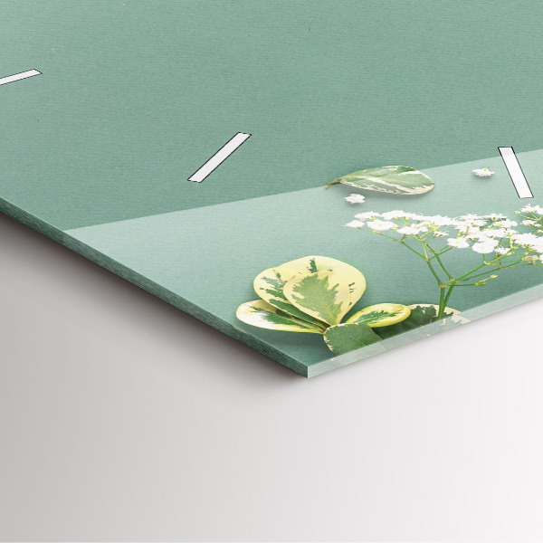 Square wall clock Delicate flowers