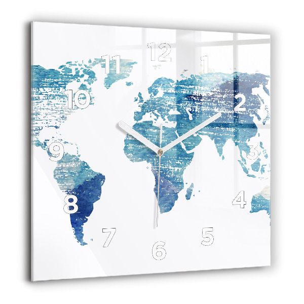 Square wall clock World map