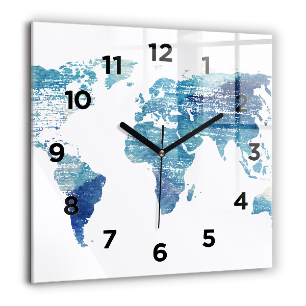 Square wall clock World map