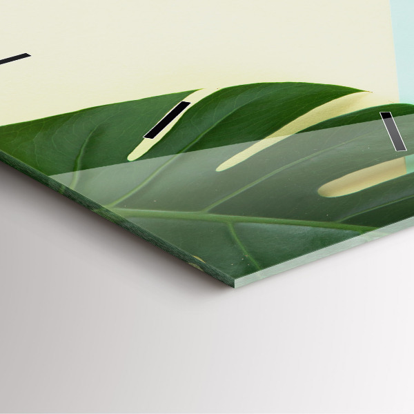 Square wall clock Monstera leaves