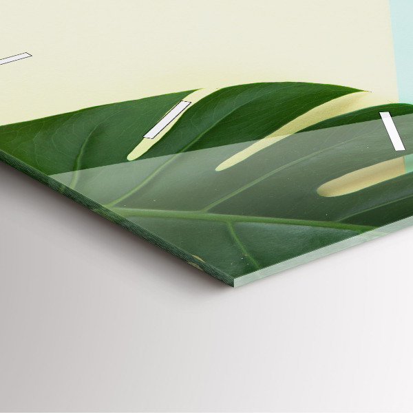 Square wall clock Monstera leaves