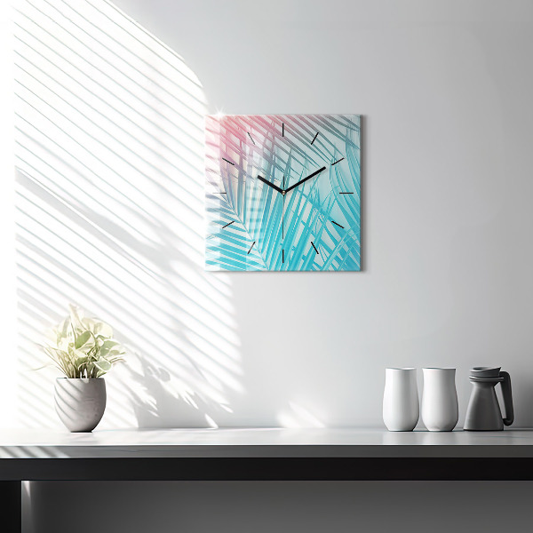 Square wall clock Tropical palm tree