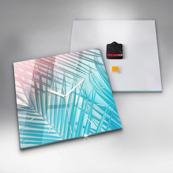 Square wall clock Tropical palm tree