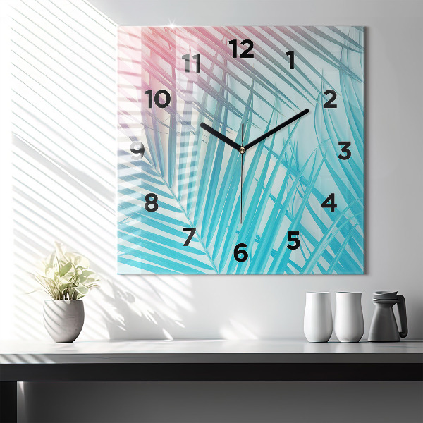 Square wall clock Tropical palm tree