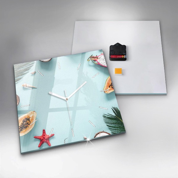 Square wall clock Summer composition
