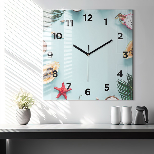 Square wall clock Summer composition