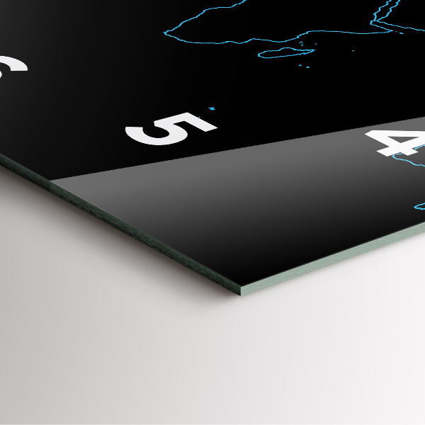 Square wall clock World map outlines