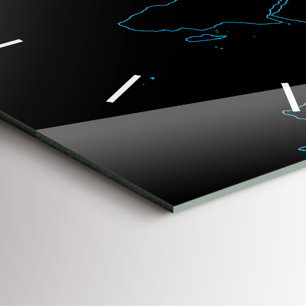 Square wall clock World map outlines
