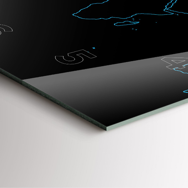 Square wall clock World map outlines