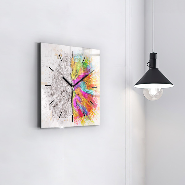 Square wall clock Abstraction brain