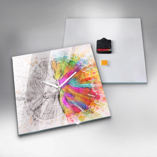 Square wall clock Abstraction brain