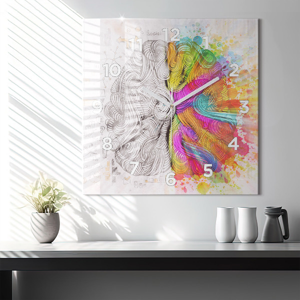 Square wall clock Abstraction brain
