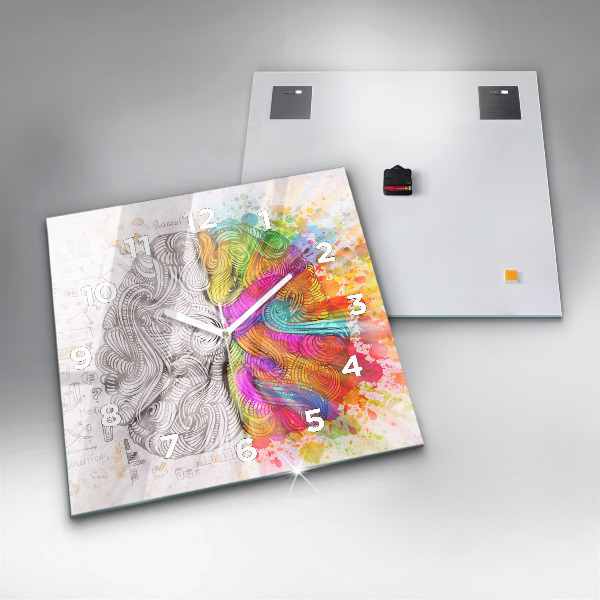 Square wall clock Abstraction brain