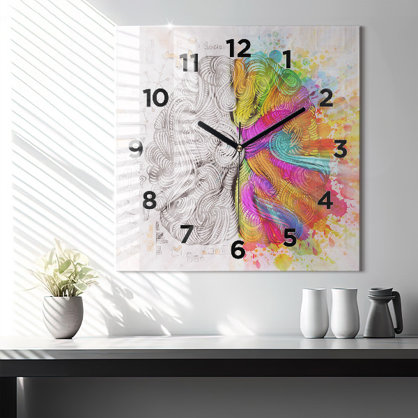 Square wall clock Abstraction brain