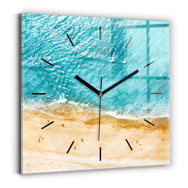 Square wall clock sea beach people