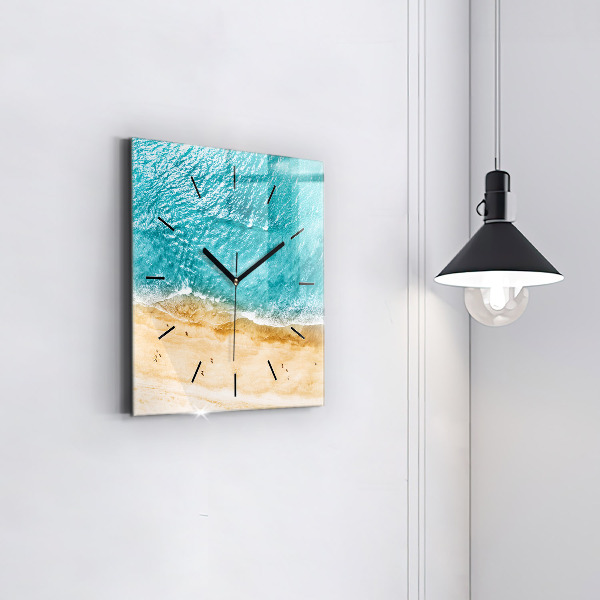 Square wall clock sea beach people