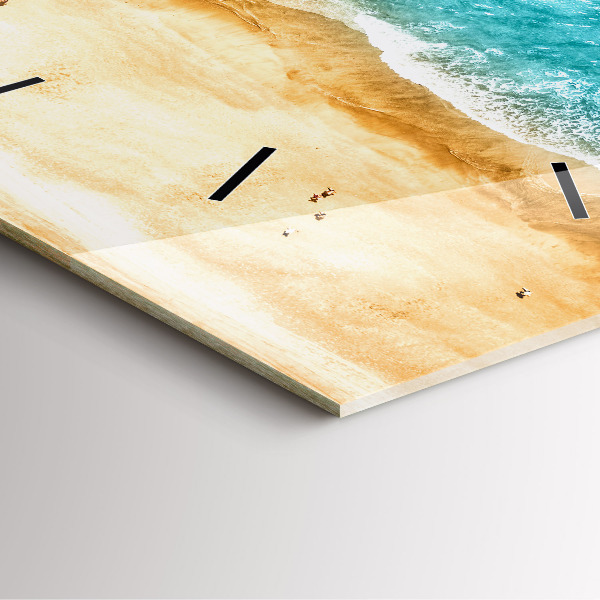 Square wall clock sea beach people
