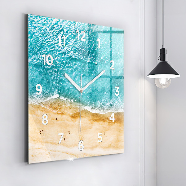 Square wall clock sea beach people