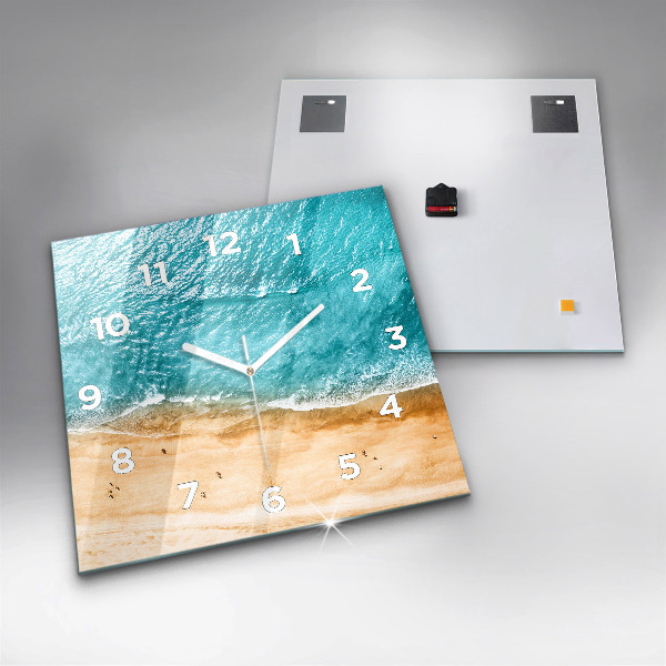 Square wall clock sea beach people