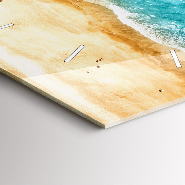 Square wall clock sea beach people