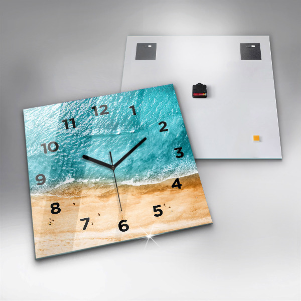 Square wall clock sea beach people