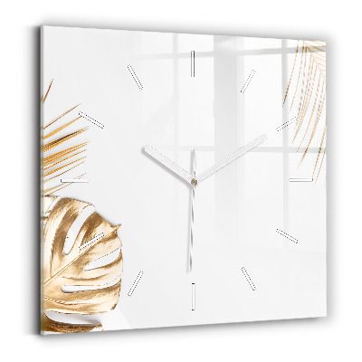 Square wall clock Tropical leaves
