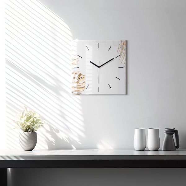 Square wall clock Tropical leaves