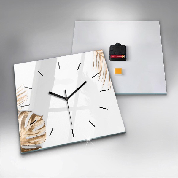 Square wall clock Tropical leaves