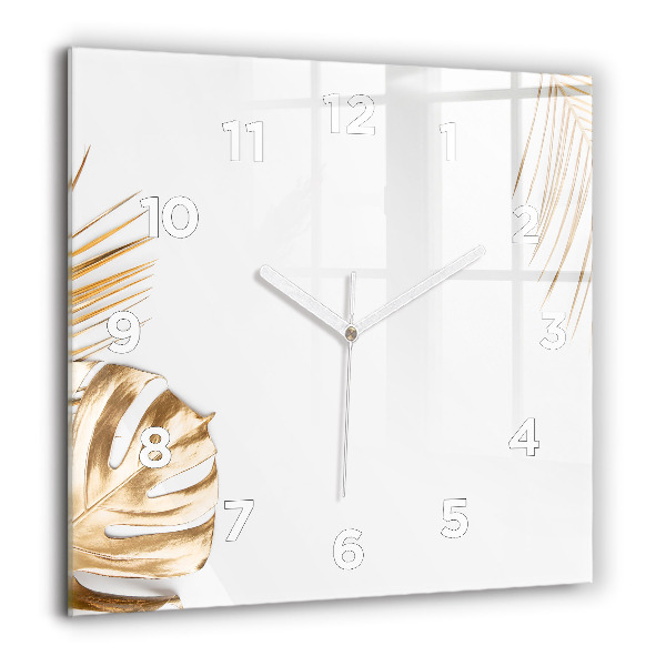 Square wall clock Tropical leaves