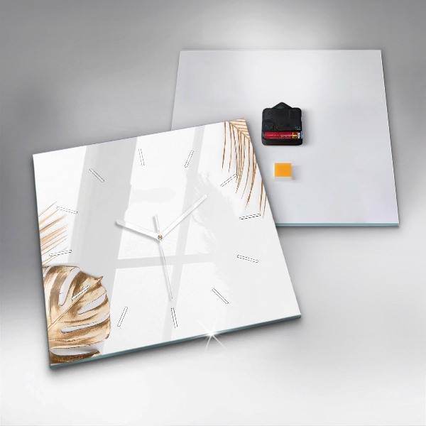 Square wall clock Tropical leaves