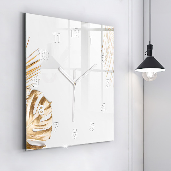 Square wall clock Tropical leaves