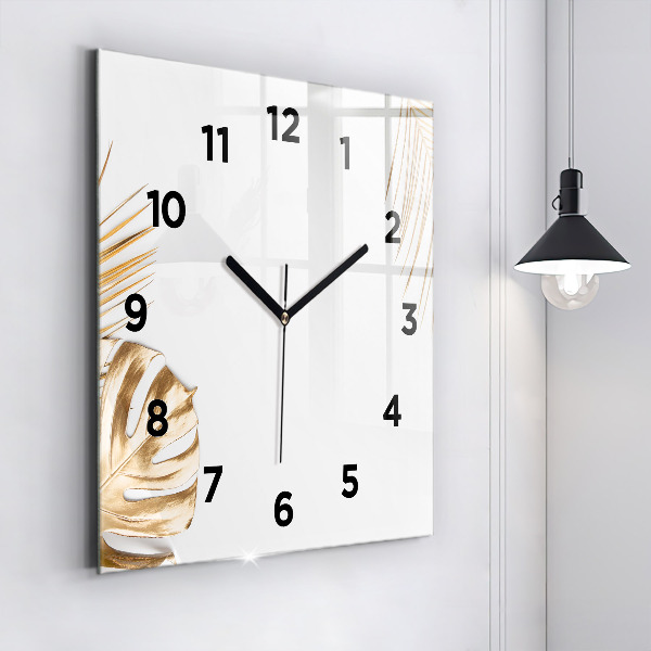 Square wall clock Tropical leaves